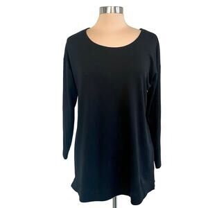 J. Jill Simply Supima Scoop Neck Tunic Black Size MED Casual Stretch Comfy